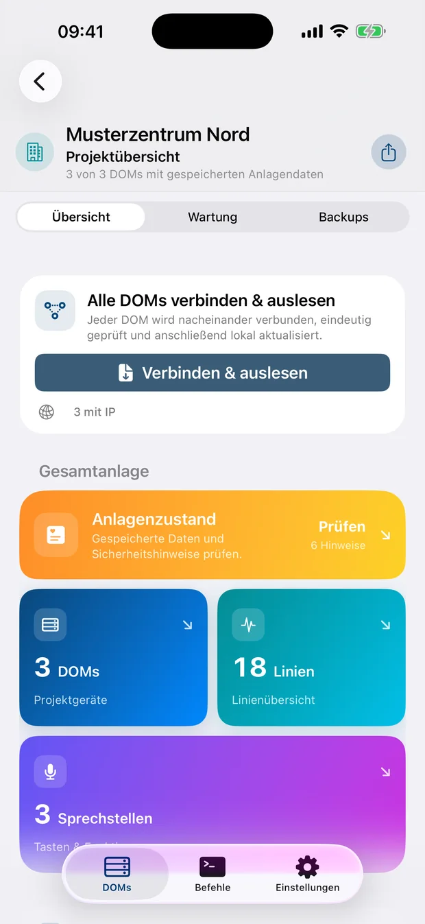 D1 Toolbox Projektübersicht auf dem iPhone